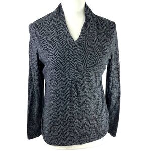 Talbots Petites Long Sleeve Animal Print Blouse LP